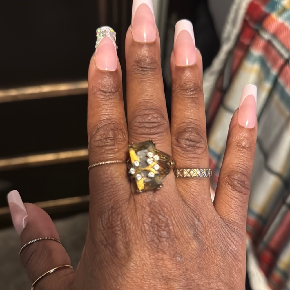 Gold and Silver Rings with Colorful Gemstone
